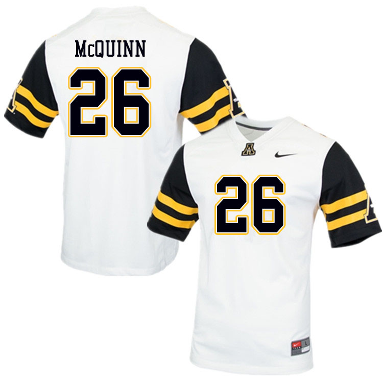 Men #26 Matthew McQuinn Appalachian State Mountaineers College Football Jerseys Sale-White